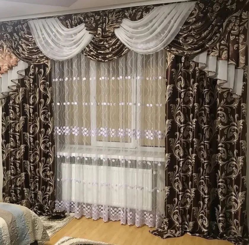 Комплект штор с ламбрекеном и тюлью (300*280 см.) арт. 1315497