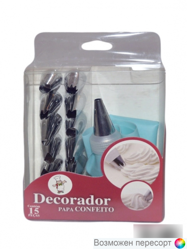 Набор кондитерских насадок с мешком, 15 предметов арт. 1291496 Набор кондитерских насадок с мешком, 15 предметов арт. 1291496