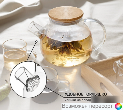 Чайник заварочный стеклянный 1 литр арт. 1270086 Чайник заварочный стеклянный 1 литр арт. 1270086